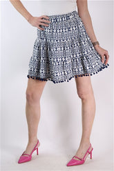 חצאית אתנית בלבן וכחול- S-M